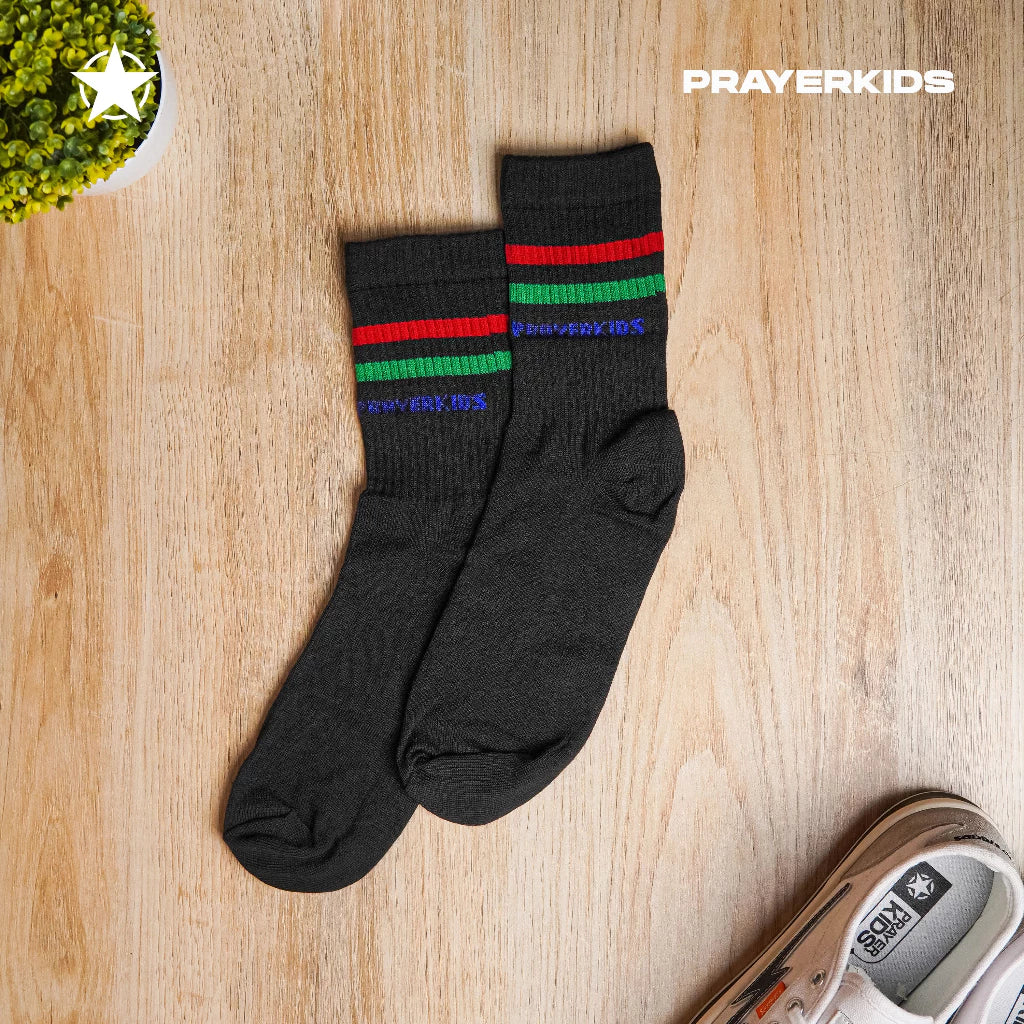 Kaos Kaki Black Motif 2 Garis