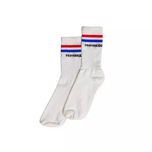Kaos Kaki White motif garis 2